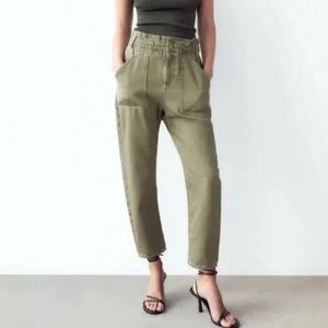 🍃 Zara 🫒 Olive Paper Bag Pants size 4